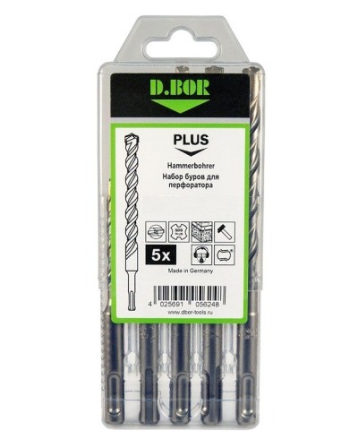 Набор буров SDS-plus V PLUS 5шт, 2-cutting (242030): Набор буров SDS-plus (6х110 мм; 6,8,10,12х160 мм) в Кирове