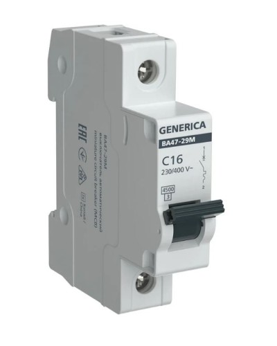 GENERICA ВА47-29М 1P C 16А 4,5кА (MVA21-1-016-C-G). Автоматический выключатель. IEK в Кирове