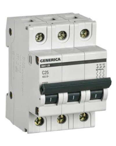 GENERICA ВА47-29 3P C 25А 4,5кА (MVA25-3-025-C). Автоматический выключатель. IEK в Кирове