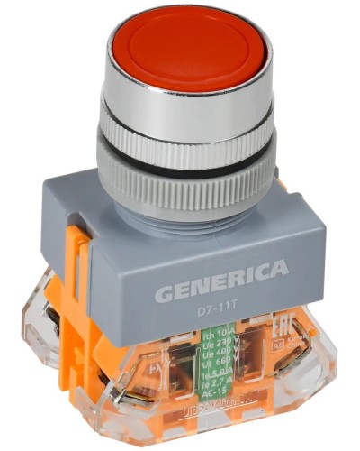 Кнопка D7-11T d=22мм красная GENERICA (BBT50-11T-3-21-K04-G). Кнопка управления с фиксацией. IEK в Кирове