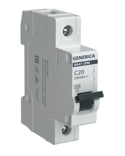 GENERICA ВА47-29М 1P C 20А 4,5кА (MVA21-1-020-C-G). Автоматический выключатель. IEK в Кирове