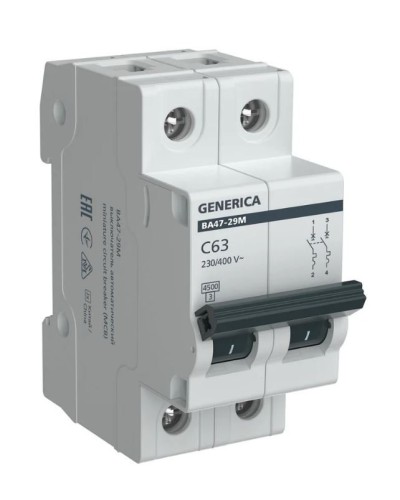 GENERICA ВА47-29М 2P C 63А 4,5кА (MVA21-2-063-C-G). Автоматический выключатель. IEK в Кирове