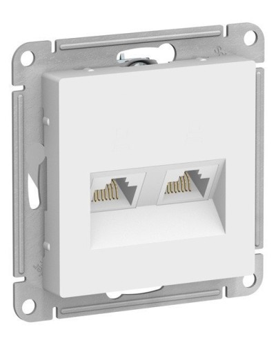 AtlasDesign розетка RJ45+RJ45, 2-местная, скрытой установки, механизм, белый (ATN000185). Розетка компьютерная. Systeme Electric в Кирове