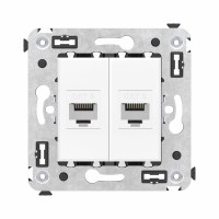 Розетка RJ-45 в стену, кат.6E, Avanti, двойная, белое облако (4400694). Розетка компьютерная. ДКС