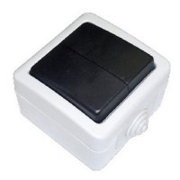 Переключатель двухклавишный 2-полюсный с 2 мест EF602SA, серый, LK Aqua (80006). Переключатель. Экопласт