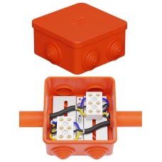 Коробка JBS080 85х85х50, 6 вых., 4P (0,15-6,0 мм²) (43211HF). Коробка монтажная, огнестойкая, без галогена. Экопласт