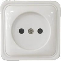 Розетка одинарная открытой установки без з/к, белый, LK Standard (813304). Розетка без заземляющих контактов с защитными шторками. Экопласт