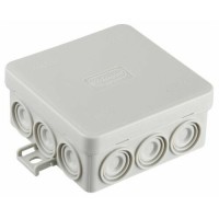 Коробка JBL085 85х85х38, 12 вых., 6P (0,15-4мм²) серая (43655HF-GR). Коробка монтажная, огнестойкая, без галогена. Экопласт
